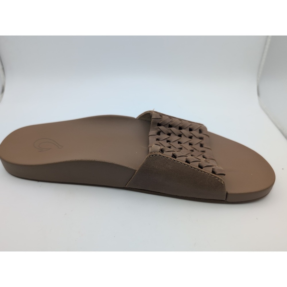 OluKai Kamola Woven Leather Slide Sandals Slip On Tan Comfort W 9 Beachcore - Picture 3 of 7